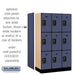 Salsbury 12" Wide Triple Tier Designer Wood Locker - 3 Wide - 5 Feet High - 18 Inches Deep - Blue - Black Resettable Combination Locks - Sweatfully