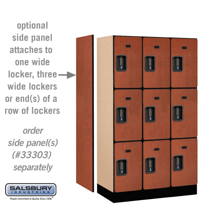 Salsbury 12" Wide Triple Tier Designer Wood Locker - 3 Wide - 5 Feet High - 18 Inches Deep - Cherry - Black Electronic Locks - Sweatfully