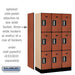 Salsbury 12" Wide Triple Tier Designer Wood Locker - 3 Wide - 5 Feet High - 18 Inches Deep - Cherry - Silver Electronic Locks - Sweatfully