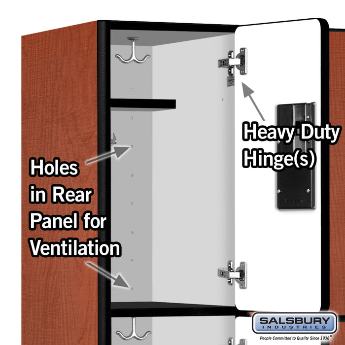 Salsbury 12" Wide Triple Tier Designer Wood Locker - 3 Wide - 5 Feet High - 18 Inches Deep - Cherry - Hasps - Sweatfully