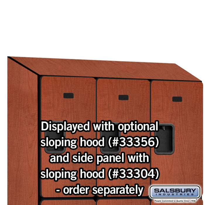 Salsbury 12" Wide Triple Tier Designer Wood Locker - 3 Wide - 5 Feet High - 18 Inches Deep - Cherry - Hasps - Sweatfully