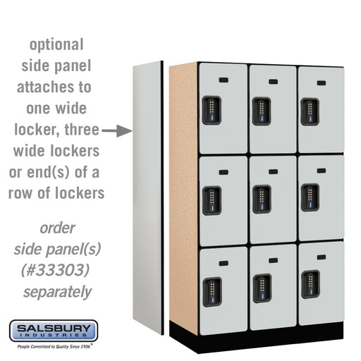 Salsbury 12" Wide Triple Tier Designer Wood Locker - 3 Wide - 5 Feet High - 18 Inches Deep - Gray - Black Electronic Locks - Sweatfully
