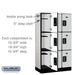 Salsbury 12" Wide Triple Tier Designer Wood Locker - 3 Wide - 5 Feet High - 18 Inches Deep - Gray - Black Electronic Locks - Sweatfully