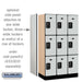 Salsbury 12" Wide Triple Tier Designer Wood Locker - 3 Wide - 5 Feet High - 18 Inches Deep - Gray - Black Resettable Combination Locks - Sweatfully