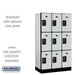 Salsbury 12" Wide Triple Tier Designer Wood Locker - 3 Wide - 5 Feet High - 18 Inches Deep - Gray - Black Resettable Combination Locks - Sweatfully