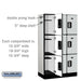 Salsbury 12" Wide Triple Tier Designer Wood Locker - 3 Wide - 5 Feet High - 18 Inches Deep - Gray - Silver Electronic Locks - Sweatfully