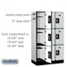 Salsbury 12" Wide Triple Tier Designer Wood Locker - 3 Wide - 5 Feet High - 18 Inches Deep - Gray - Silver Resettable Combination Locks - Sweatfully