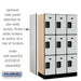 Salsbury 12" Wide Triple Tier Designer Wood Locker - 3 Wide - 5 Feet High - 18 Inches Deep - Gray - Hasps - Sweatfully
