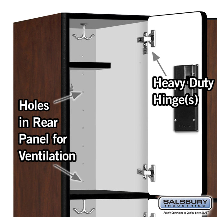 Salsbury 12" Wide Triple Tier Designer Wood Locker - 3 Wide - 5 Feet High - 18 Inches Deep - Mahogany - Hasps - Sweatfully