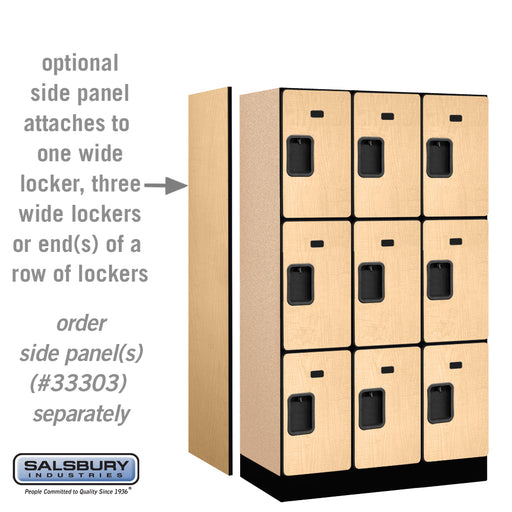 Salsbury 12" Wide Triple Tier Designer Wood Locker - 3 Wide - 5 Feet High - 18 Inches Deep - Maple - Hasps - Sweatfully