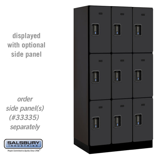 Salsbury 12" Wide Triple Tier Designer Wood Locker - 3 Wide - 6 Feet High - 21 Inches Deep - Black - Black Electronic Locks - Sweatfully