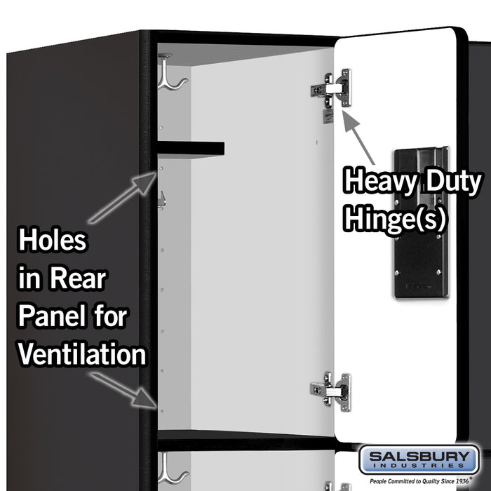 Salsbury 12" Wide Triple Tier Designer Wood Locker - 3 Wide - 6 Feet High - 21 Inches Deep - Black - Hasps - Sweatfully