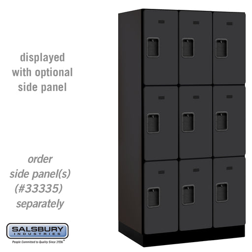 Salsbury 12" Wide Triple Tier Designer Wood Locker - 3 Wide - 6 Feet High - 21 Inches Deep - Black - Hasps - Sweatfully