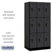 Salsbury 12" Wide Triple Tier Designer Wood Locker - 3 Wide - 6 Feet High - 21 Inches Deep - Black - Hasps - Sweatfully