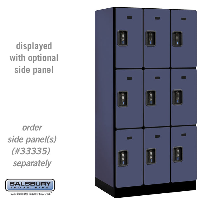 Salsbury 12" Wide Triple Tier Designer Wood Locker - 3 Wide - 6 Feet High - 21 Inches Deep - Blue - Black Electronic Locks - Sweatfully