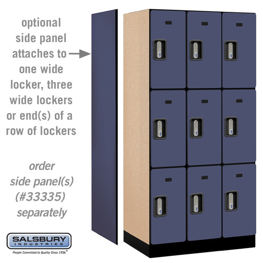 Salsbury 12" Wide Triple Tier Designer Wood Locker - 3 Wide - 6 Feet High - 21 Inches Deep - Blue - Silver Electronic Locks - Sweatfully