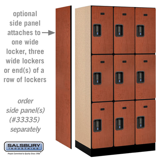 Salsbury 12" Wide Triple Tier Designer Wood Locker - 3 Wide - 6 Feet High - 21 Inches Deep - Cherry - Black Electronic Locks - Sweatfully