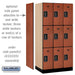 Salsbury 12" Wide Triple Tier Designer Wood Locker - 3 Wide - 6 Feet High - 21 Inches Deep - Cherry - Black Electronic Locks - Sweatfully