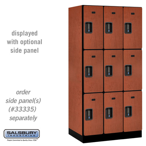 Salsbury 12" Wide Triple Tier Designer Wood Locker - 3 Wide - 6 Feet High - 21 Inches Deep - Cherry - Black Electronic Locks - Sweatfully