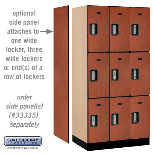 Salsbury 12" Wide Triple Tier Designer Wood Locker - 3 Wide - 6 Feet High - 21 Inches Deep - Cherry - Silver Electronic Locks - Sweatfully
