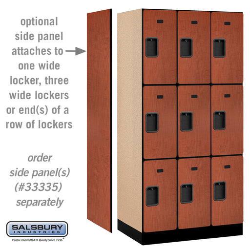 Salsbury 12" Wide Triple Tier Designer Wood Locker - 3 Wide - 6 Feet High - 21 Inches Deep - Cherry - Hasps - Sweatfully