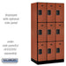 Salsbury 12" Wide Triple Tier Designer Wood Locker - 3 Wide - 6 Feet High - 21 Inches Deep - Cherry - Hasps - Sweatfully