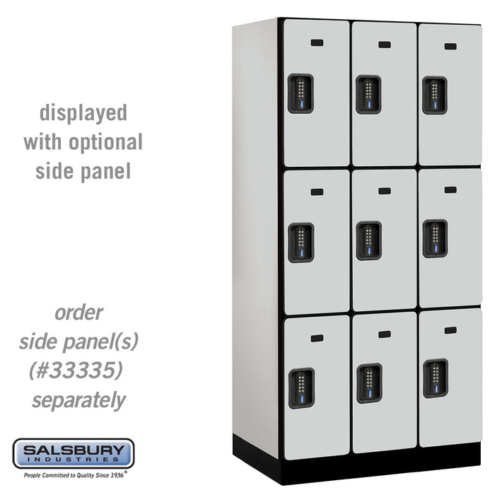 Salsbury 12" Wide Triple Tier Designer Wood Locker - 3 Wide - 6 Feet High - 21 Inches Deep - Gray - Black Electronic Locks - Sweatfully