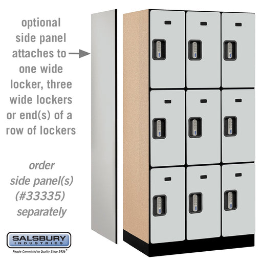 Salsbury 12" Wide Triple Tier Designer Wood Locker - 3 Wide - 6 Feet High - 21 Inches Deep - Gray - Silver Electronic Locks - Sweatfully