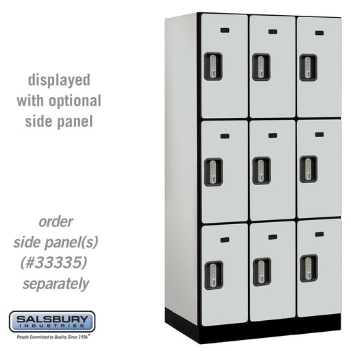 Salsbury 12" Wide Triple Tier Designer Wood Locker - 3 Wide - 6 Feet High - 21 Inches Deep - Gray - Silver Electronic Locks - Sweatfully