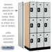Salsbury 12" Wide Triple Tier Designer Wood Locker - 3 Wide - 6 Feet High - 21 Inches Deep - Gray - Silver Resettable Combination Locks - Sweatfully