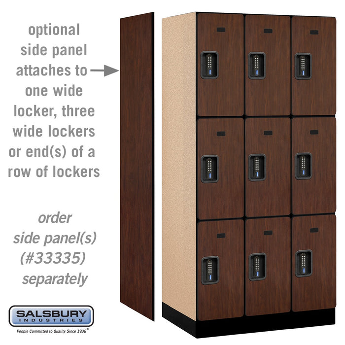 Salsbury 12" Wide Triple Tier Designer Wood Locker - 3 Wide - 6 Feet High - 21 Inches Deep - Mahogany - Black Electronic Locks - Sweatfully
