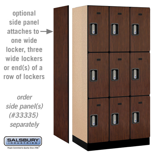 Salsbury 12" Wide Triple Tier Designer Wood Locker - 3 Wide - 6 Feet High - 21 Inches Deep - Mahogany - Silver Electronic Locks - Sweatfully