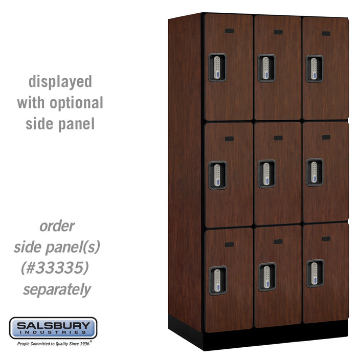 Salsbury 12" Wide Triple Tier Designer Wood Locker - 3 Wide - 6 Feet High - 21 Inches Deep - Mahogany - Silver Electronic Locks - Sweatfully