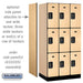 Salsbury 12" Wide Triple Tier Designer Wood Locker - 3 Wide - 6 Feet High - 21 Inches Deep - Maple - Black Electronic Locks - Sweatfully