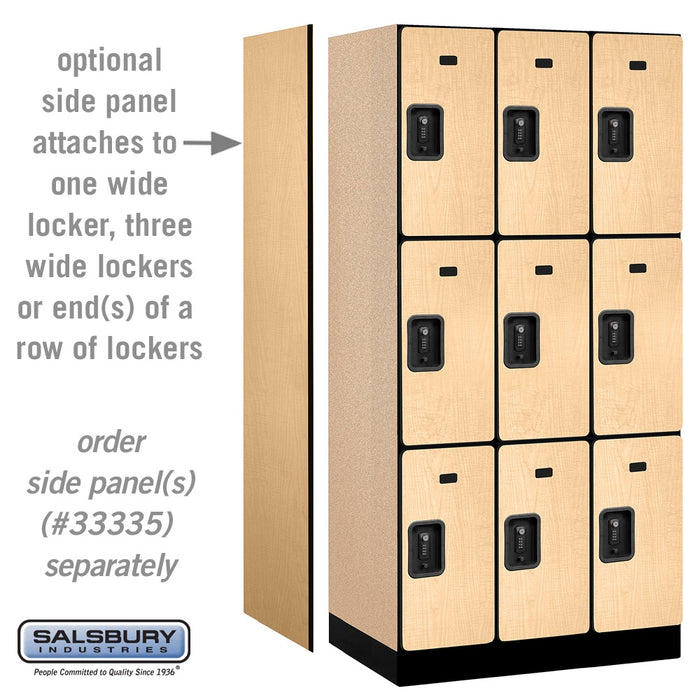 Salsbury 12" Wide Triple Tier Designer Wood Locker - 3 Wide - 6 Feet High - 21 Inches Deep - Maple - Black Resettable Combination Locks - Sweatfully