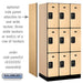 Salsbury 12" Wide Triple Tier Designer Wood Locker - 3 Wide - 6 Feet High - 21 Inches Deep - Maple - Black Resettable Combination Locks - Sweatfully