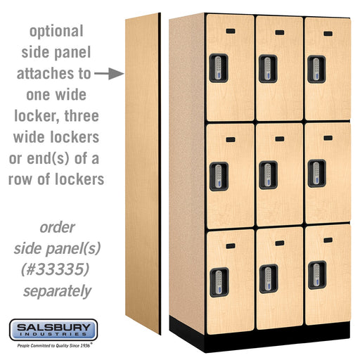 Salsbury 12" Wide Triple Tier Designer Wood Locker - 3 Wide - 6 Feet High - 21 Inches Deep - Maple - Silver Electronic Locks - Sweatfully