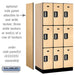 Salsbury 12" Wide Triple Tier Designer Wood Locker - 3 Wide - 6 Feet High - 21 Inches Deep - Maple - Silver Electronic Locks - Sweatfully
