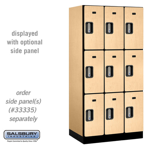 Salsbury 12" Wide Triple Tier Designer Wood Locker - 3 Wide - 6 Feet High - 21 Inches Deep - Maple - Silver Electronic Locks - Sweatfully