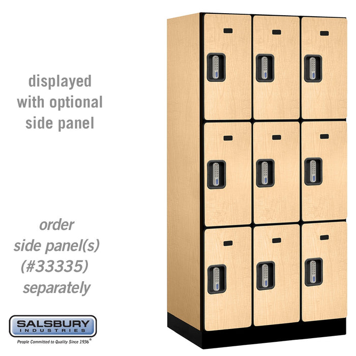 Salsbury 12" Wide Triple Tier Designer Wood Locker - 3 Wide - 6 Feet High - 21 Inches Deep - Maple - Silver Electronic Locks - Sweatfully