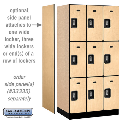 Salsbury 12" Wide Triple Tier Designer Wood Locker - 3 Wide - 6 Feet High - 21 Inches Deep - Maple - Silver Resettable Combination Locks - Sweatfully