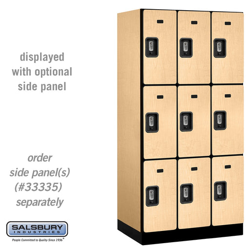 Salsbury 12" Wide Triple Tier Designer Wood Locker - 3 Wide - 6 Feet High - 21 Inches Deep - Maple - Silver Resettable Combination Locks - Sweatfully