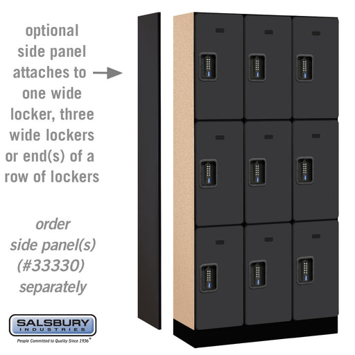 Salsbury 12" Wide Triple Tier Designer Wood Locker - 3 Wide - 6 Feet High - 15 Inches Deep - Black - Black Electronic Locks - Sweatfully