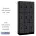 Salsbury 12" Wide Triple Tier Designer Wood Locker - 3 Wide - 6 Feet High - 15 Inches Deep - Black - Black Resettable Combination Locks - Sweatfully