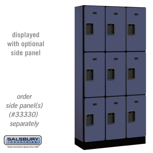 Salsbury 12" Wide Triple Tier Designer Wood Locker - 3 Wide - 6 Feet High - 15 Inches Deep - Blue - Hasps - Sweatfully
