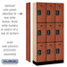 Salsbury 12" Wide Triple Tier Designer Wood Locker - 3 Wide - 6 Feet High - 15 Inches Deep - Cherry - Black Electronic Locks - Sweatfully