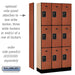 Salsbury 12" Wide Triple Tier Designer Wood Locker - 3 Wide - 6 Feet High - 15 Inches Deep - Cherry - Black Resettable Combination Locks - Sweatfully