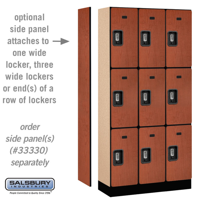 Salsbury 12" Wide Triple Tier Designer Wood Locker - 3 Wide - 6 Feet High - 15 Inches Deep - Cherry - Silver Resettable Combination Locks - Sweatfully