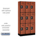Salsbury 12" Wide Triple Tier Designer Wood Locker - 3 Wide - 6 Feet High - 15 Inches Deep - Cherry - Silver Resettable Combination Locks - Sweatfully