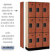 Salsbury 12" Wide Triple Tier Designer Wood Locker - 3 Wide - 6 Feet High - 15 Inches Deep - Cherry - Hasps - Sweatfully